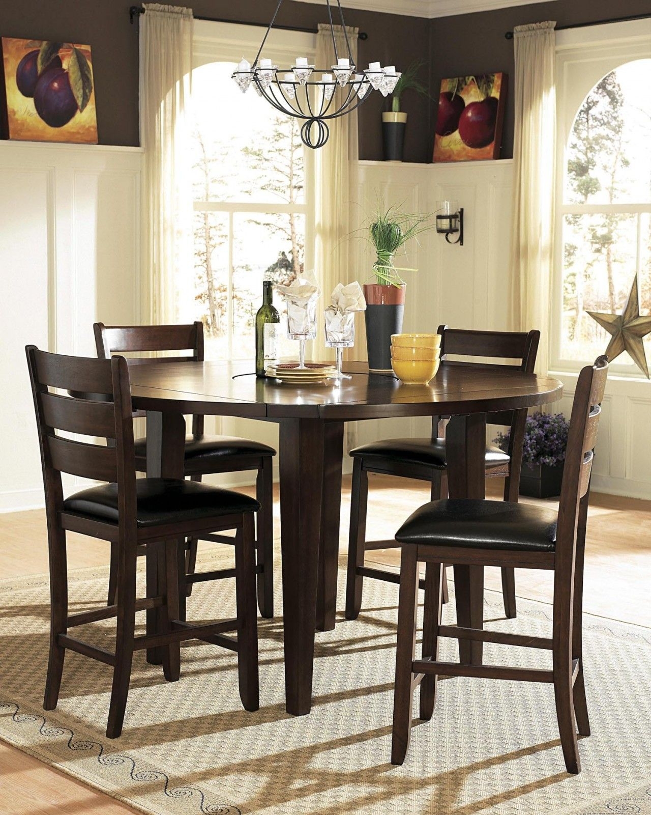 Camden 5 piece round shape counter height set