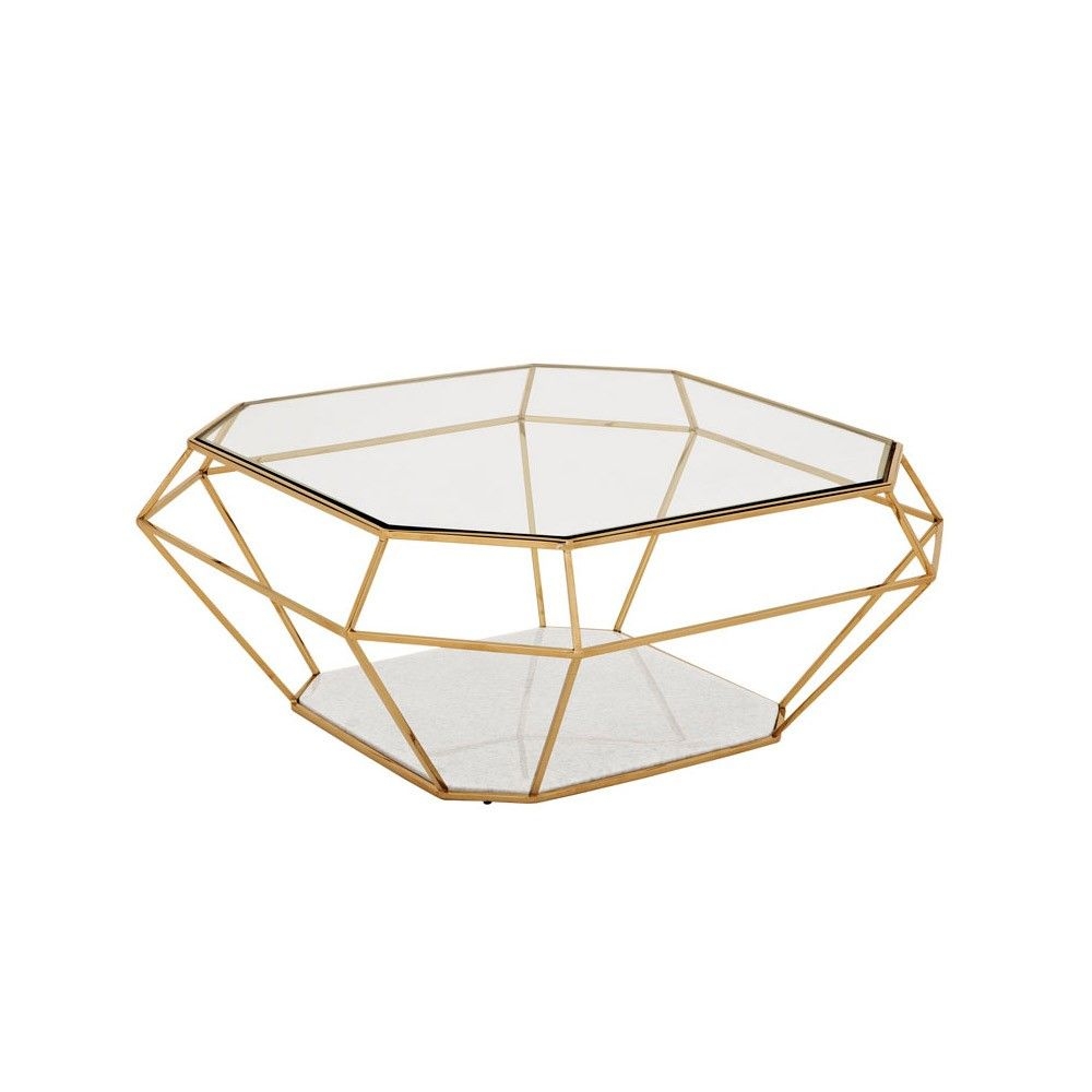 Glass coffee table with metal frame