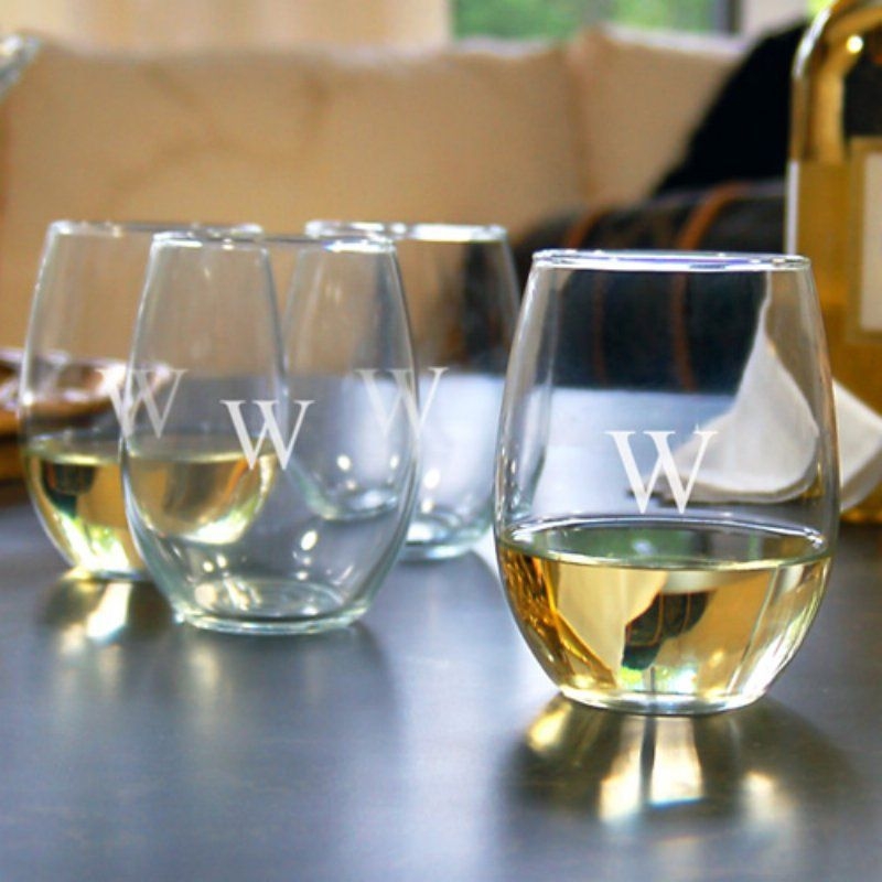 Hand blown stemless wine glasses