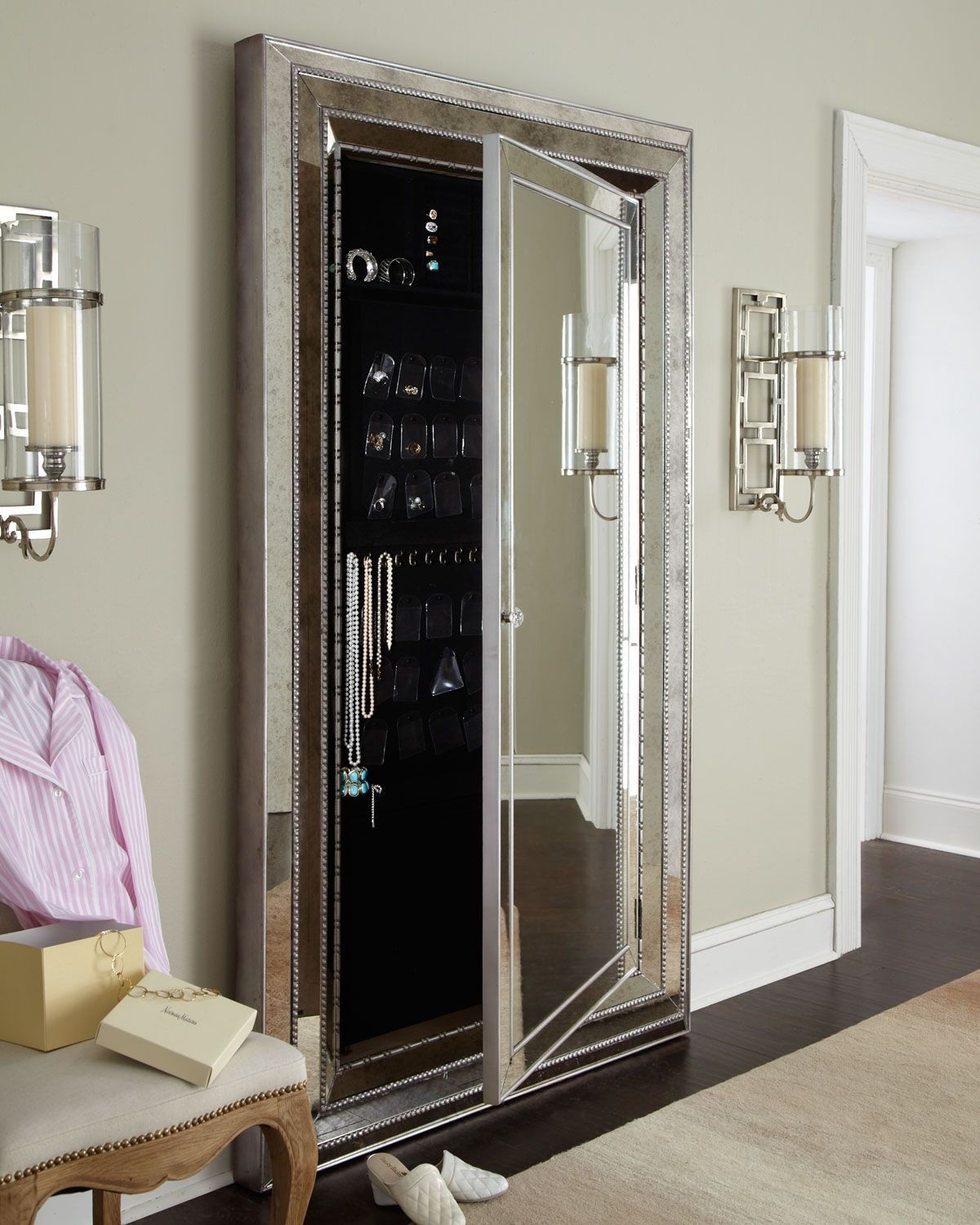 Jewelry storage mirror