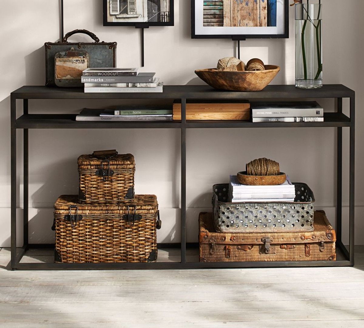 Narrow black console table 10
