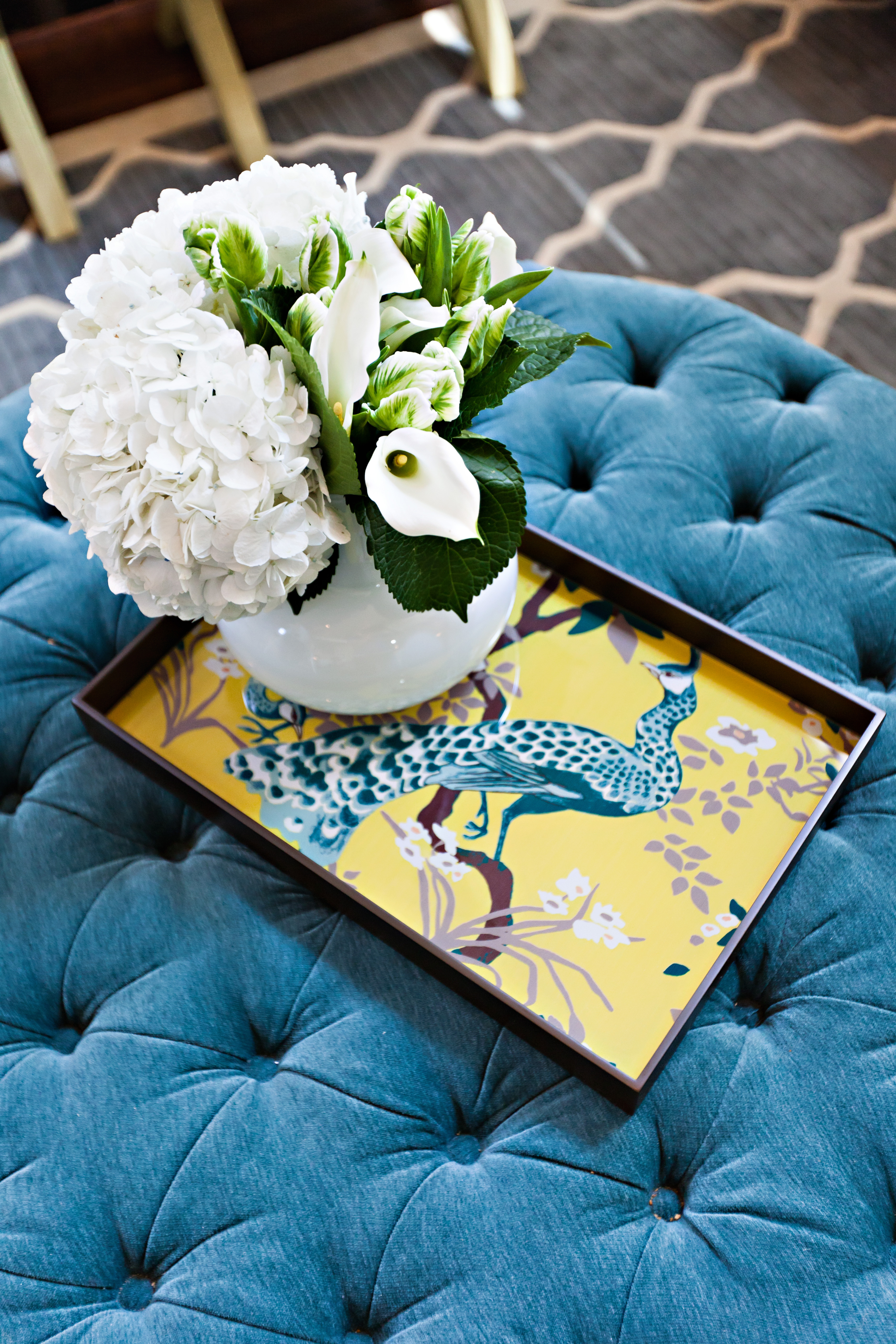 Round velvet ottoman 1