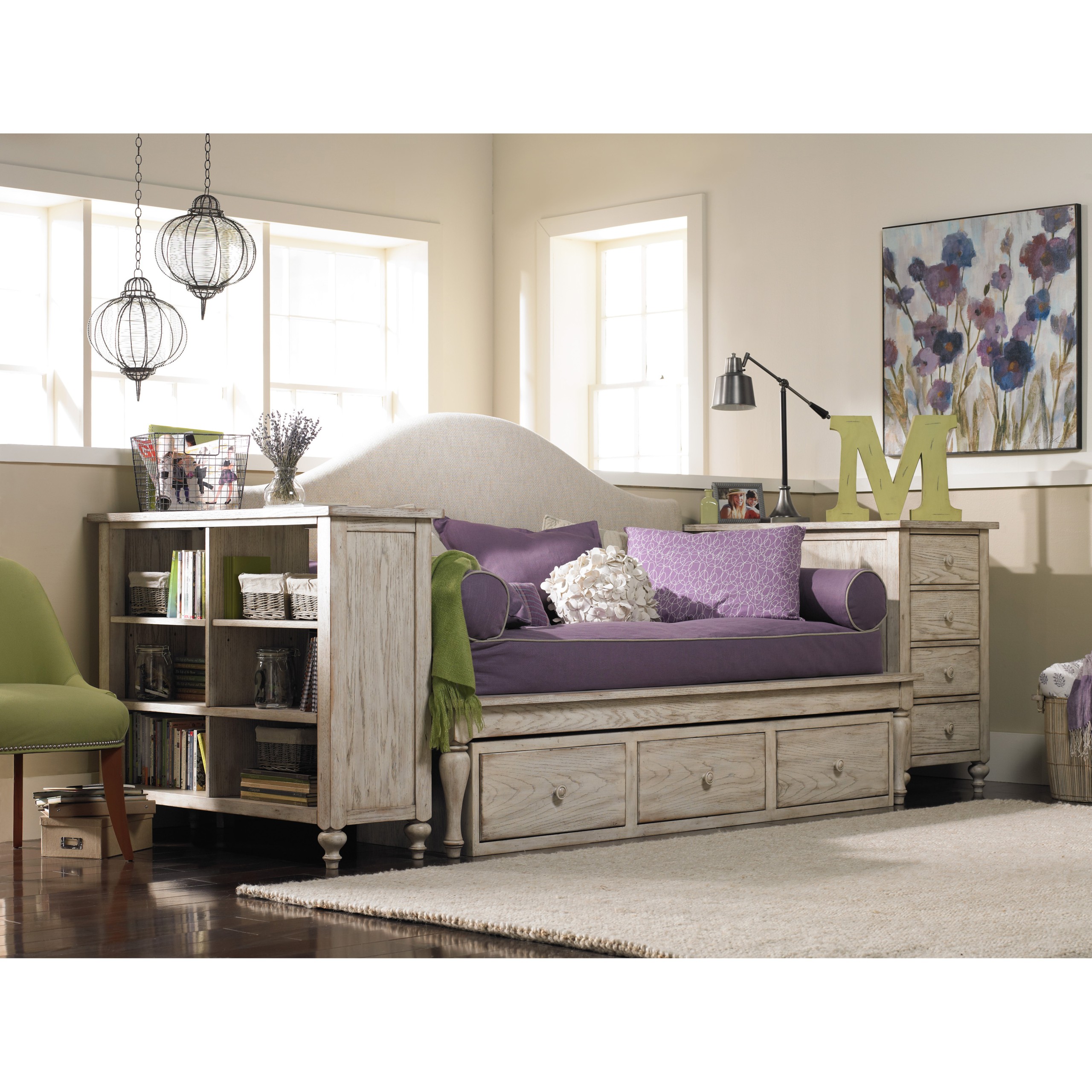 White daybed with storage