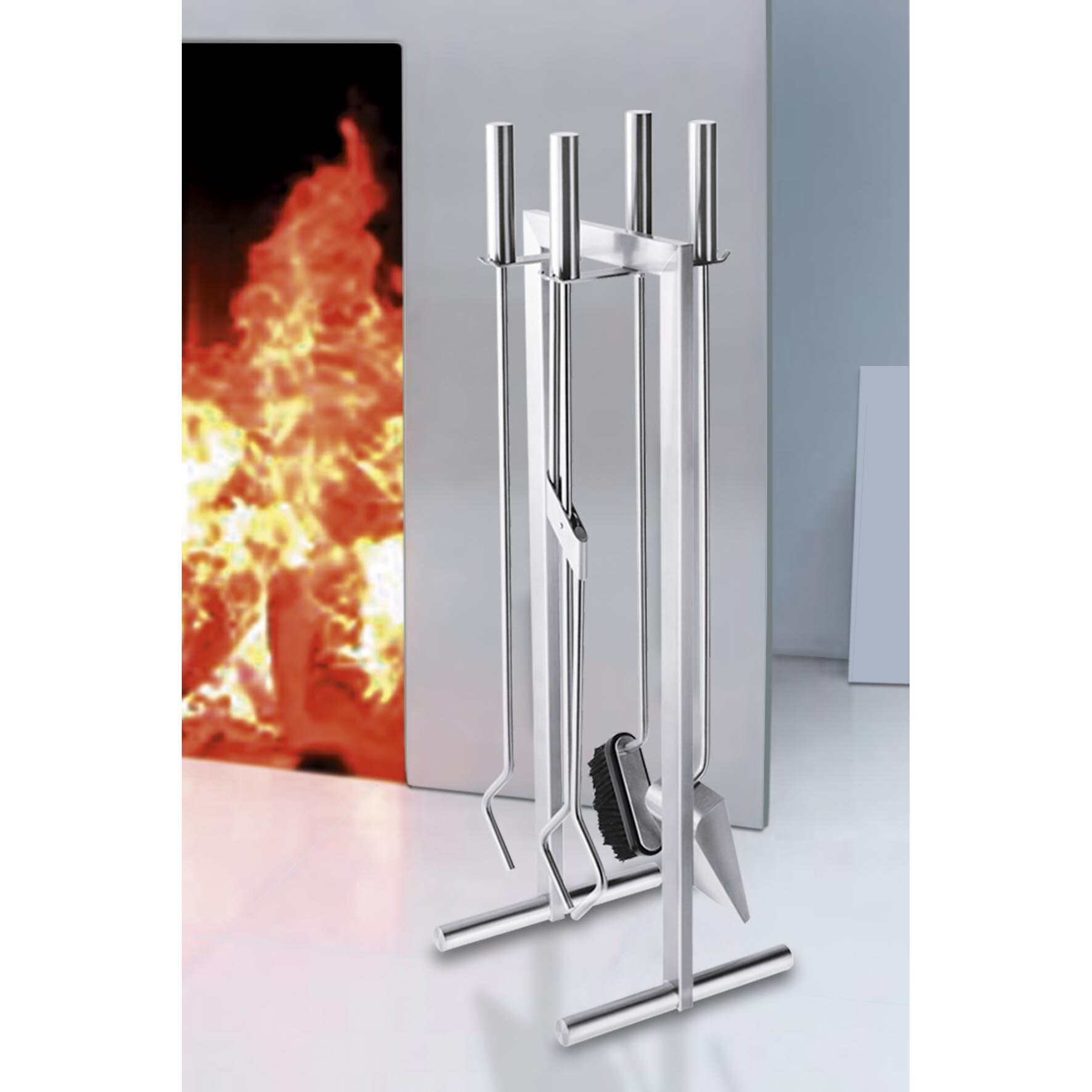 Zack Calore 5 Piece Stainless Steel Fireplace Tool Set