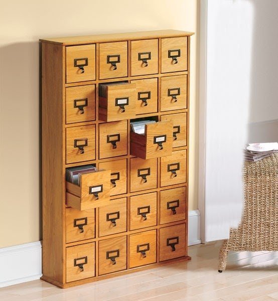 Card catalog cd storage cabinet