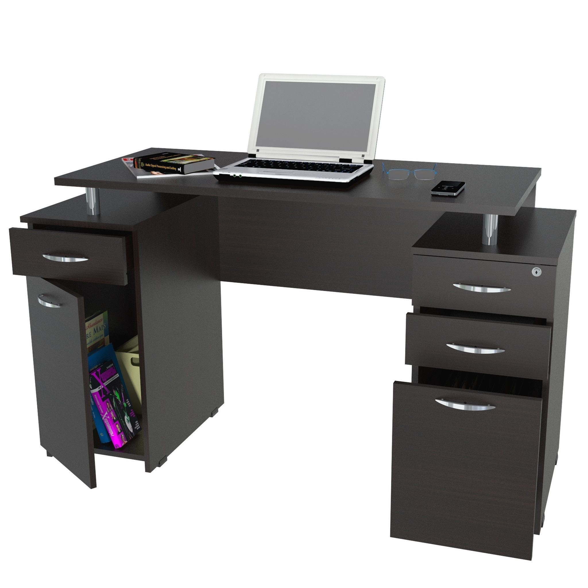 Inval imported wooden laptop computer desk storage drawers cabinet
