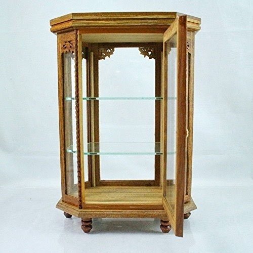 Mini Small Wood Cabinet Shelves Showcase Thai Vintage Carved Handcraft Small Size