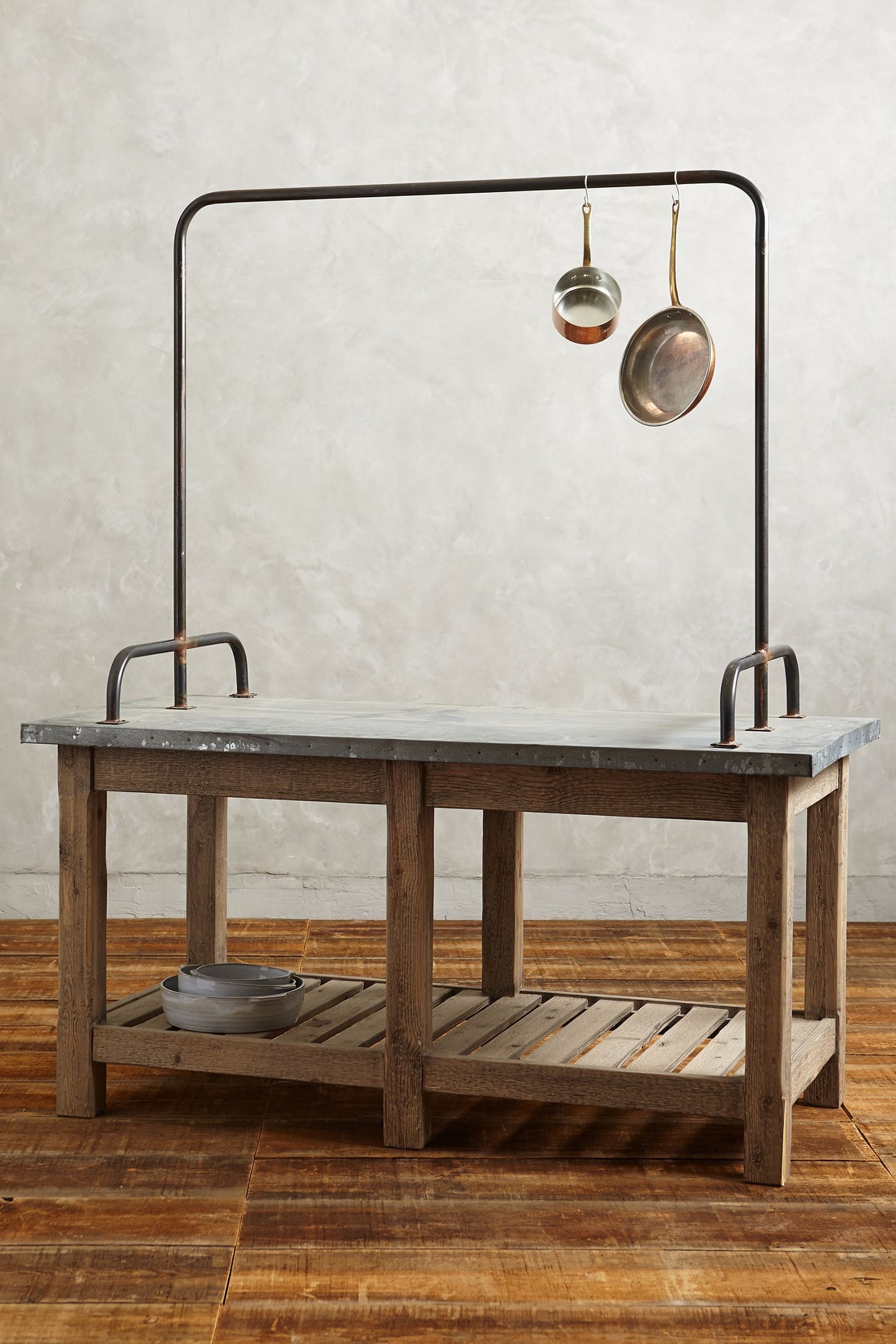 Pot rack over island