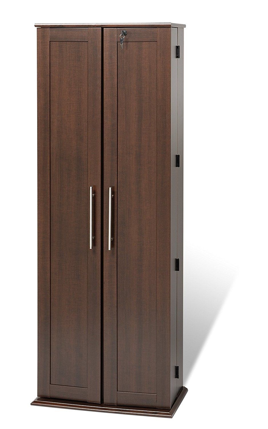 Prepac deluxe cd storage rack with locking shaker doors large