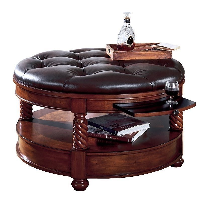 Round tufted ottoman coffee table
