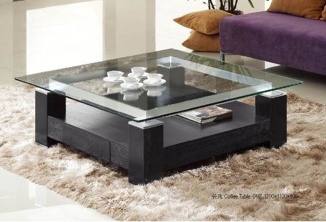 Square coffee table with glass top