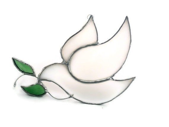 Stained glass suncatcher white dove