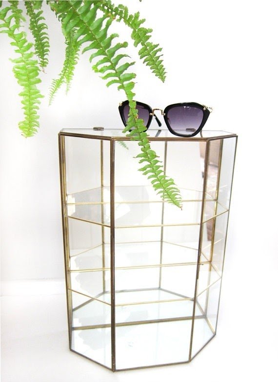 Vintage glass display cabinet large