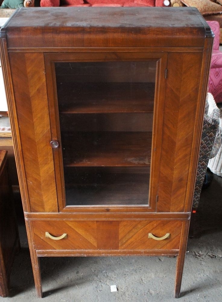 Antique Art Deco 1940s Waterfall Front Bakelite Curio Hutch China Cabinet 67