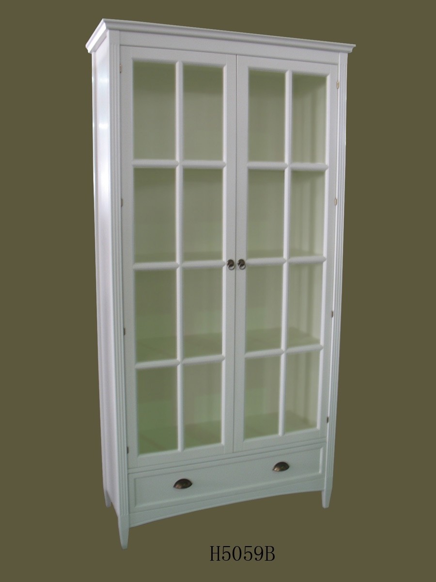 Black bookshelf with doors