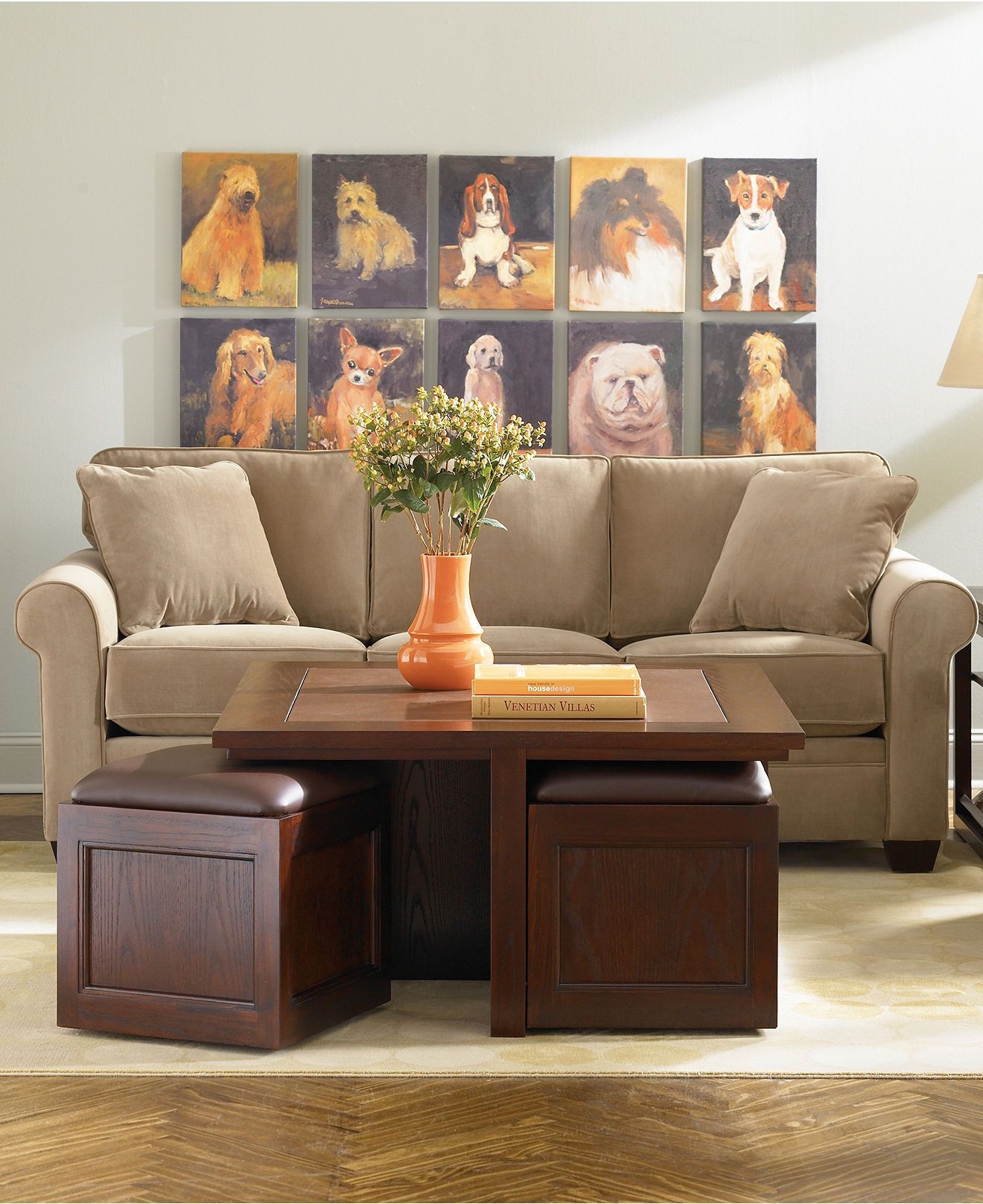 Coffee table with extra seating storage