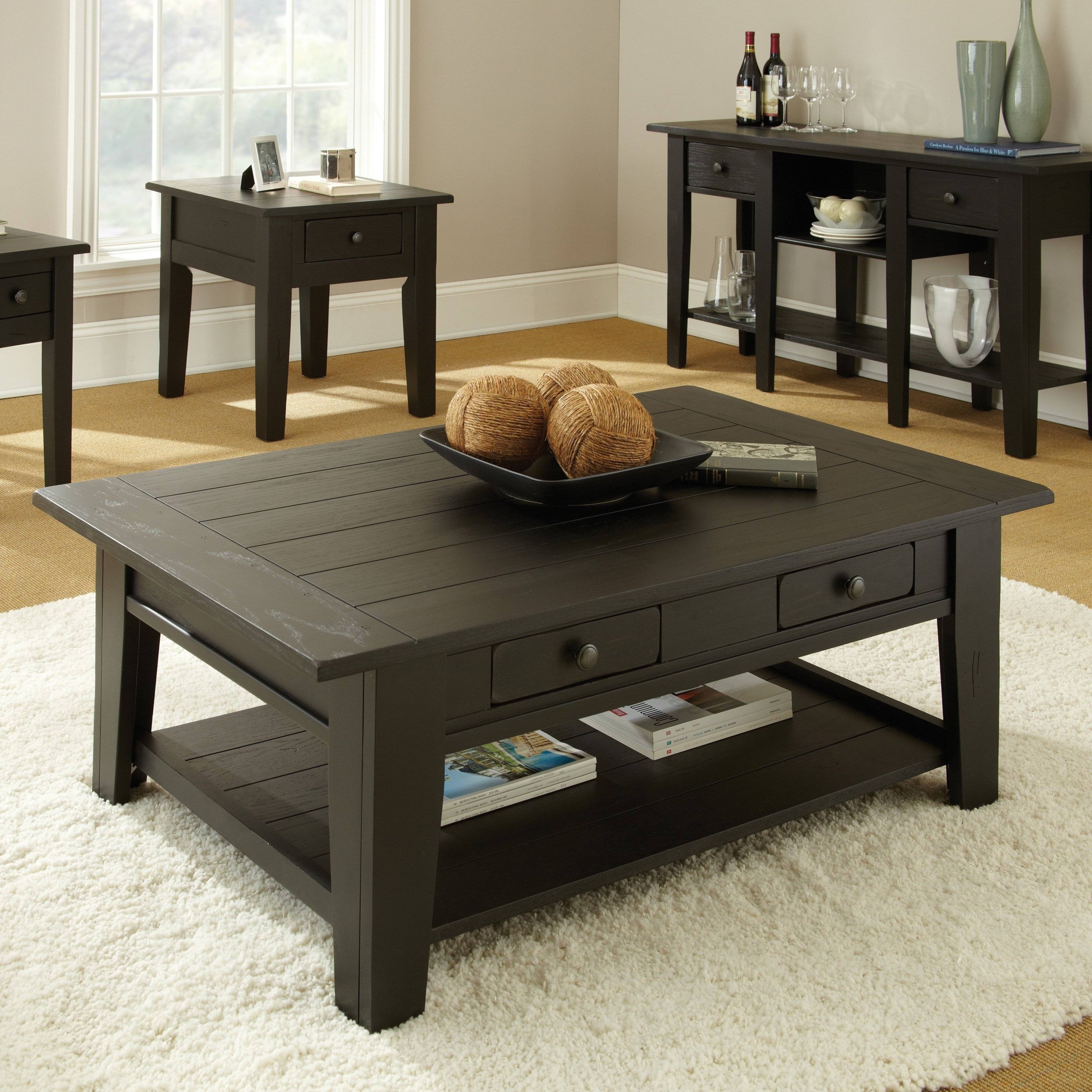 Dark wood square coffee table