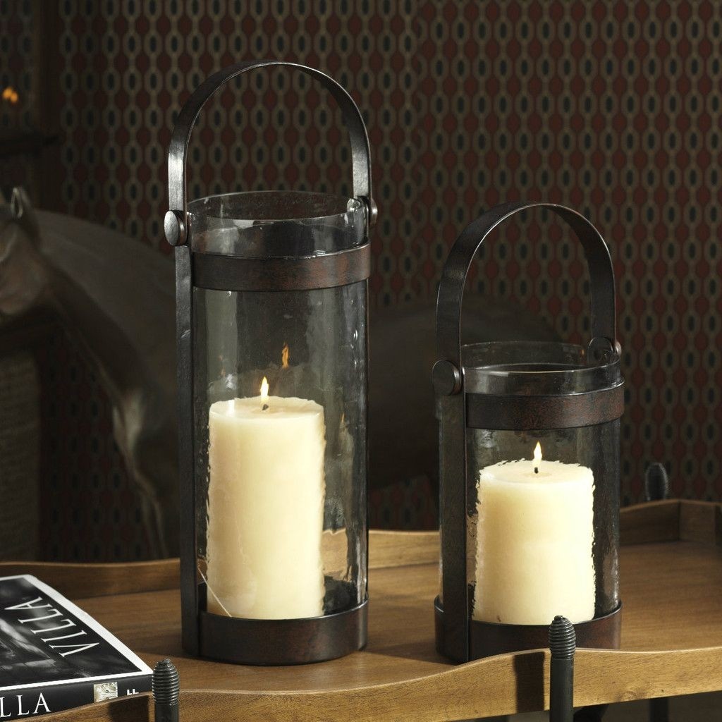 Equestrian wrought iron and glass lantern
