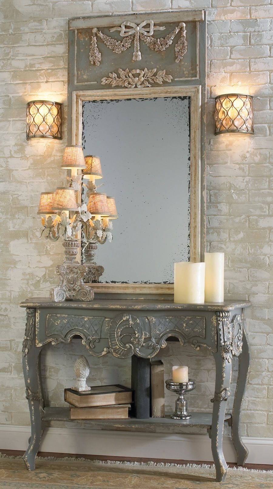 Foyer table and mirror set 2