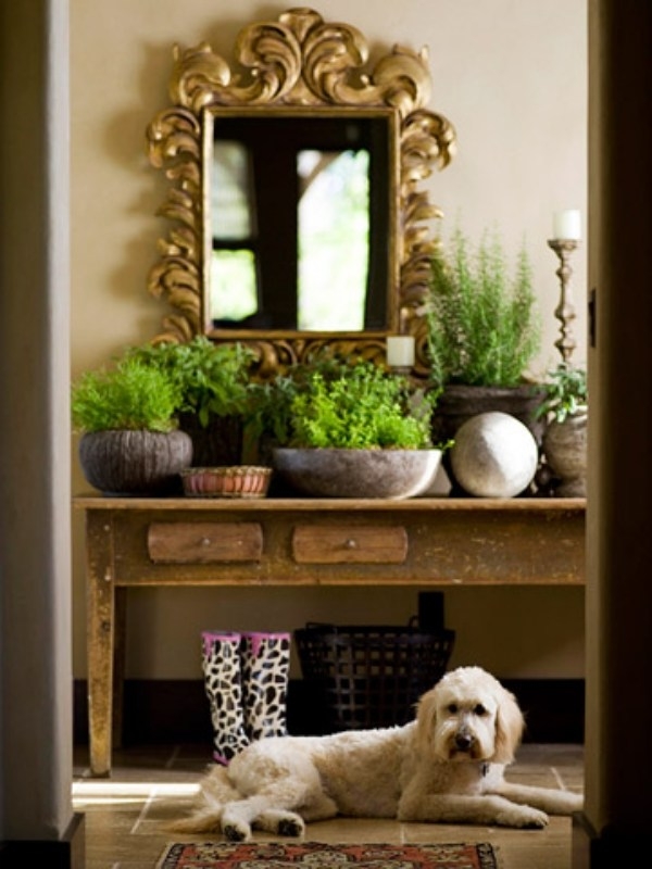 Foyer table and mirror set 3