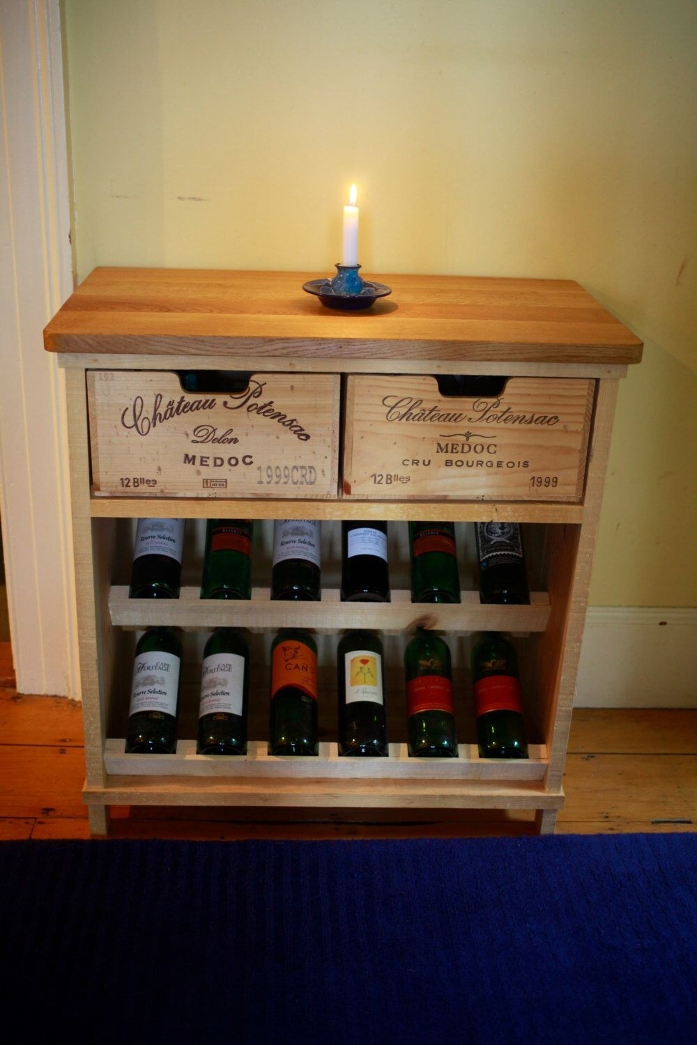 Handmade rustic wine rack