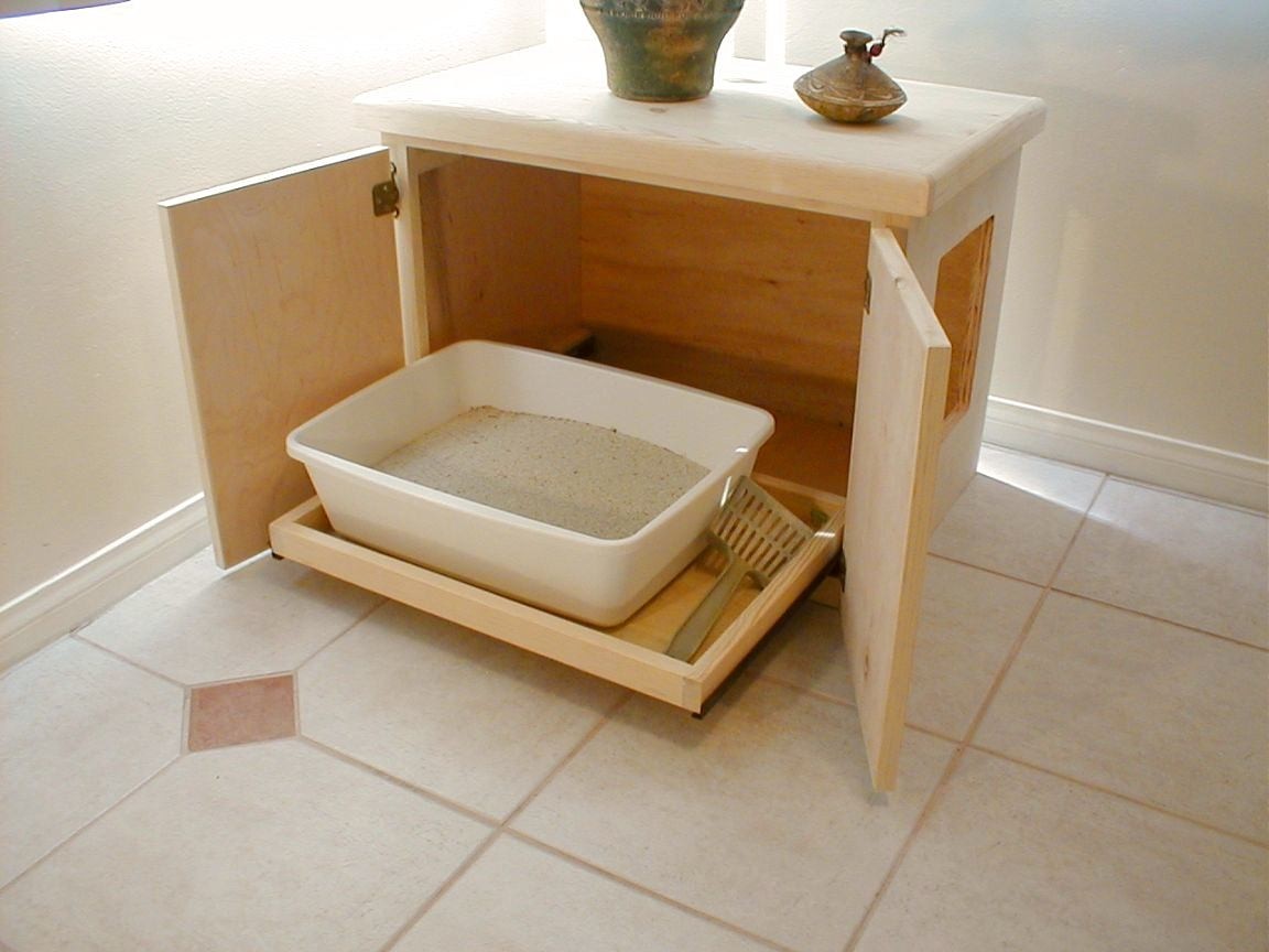 Hidden litter box furniture