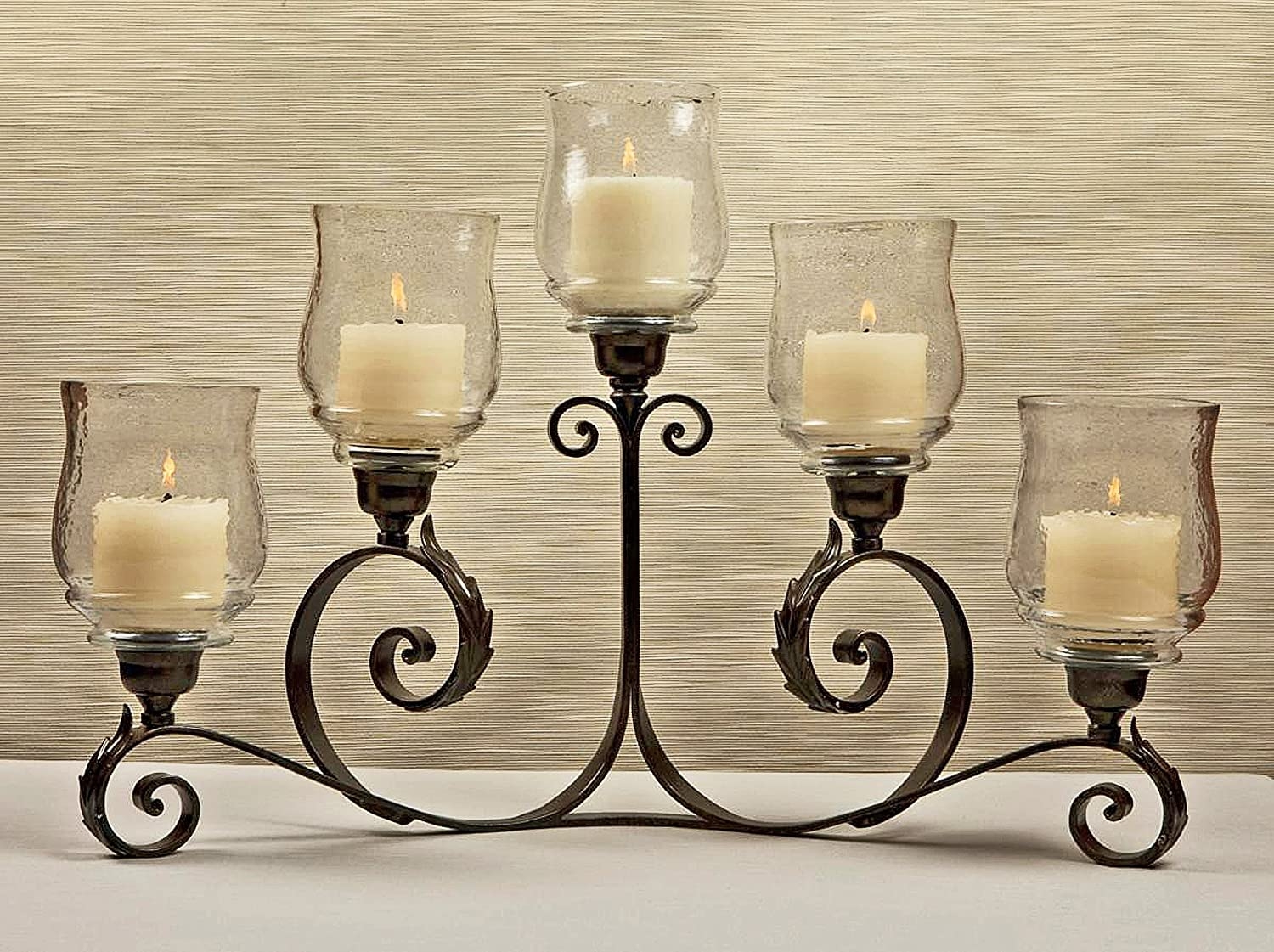 Hurricanes - "Rio Rancho" 5-light Iron Candelabra - Bronze Finish Candelabrum - Candle Holder