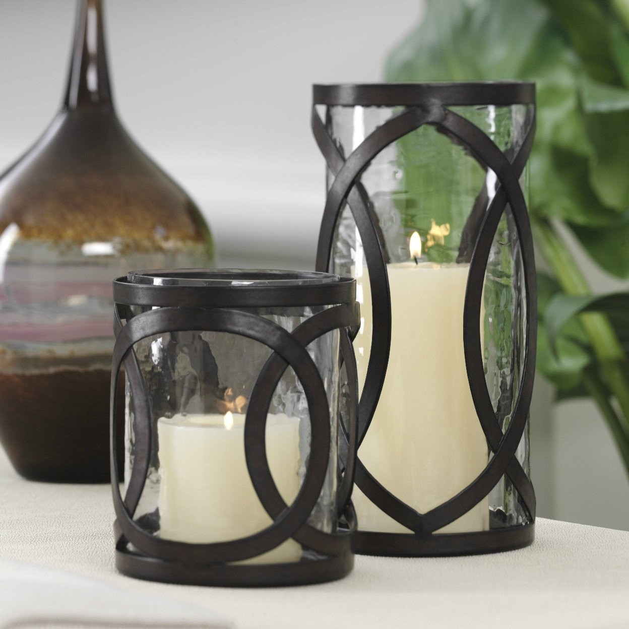 Iron hurricane candle holders