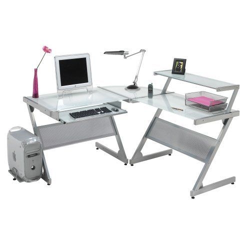 L shaped glass desk with drawers 2