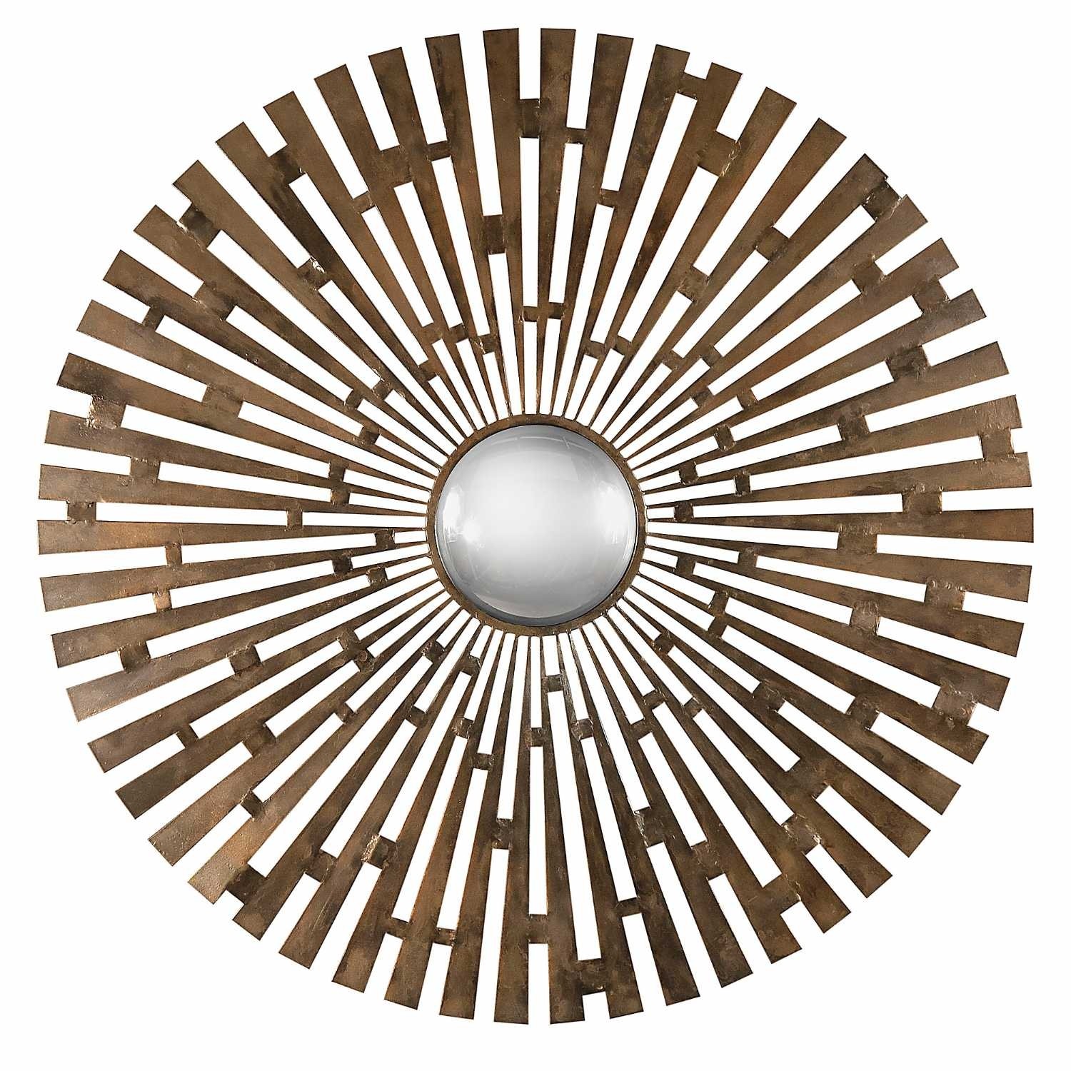 Large art deco metal antique gold constellation round wall mirror