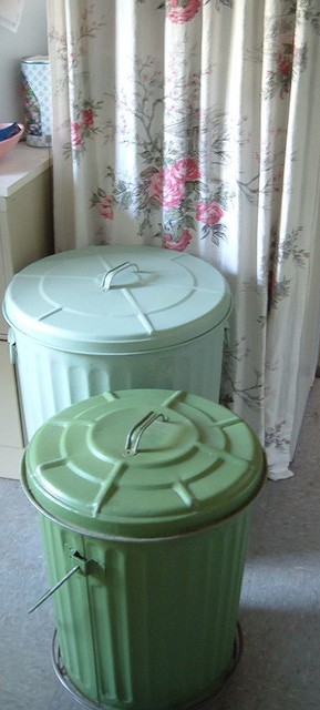 Metal laundry cart on wheels