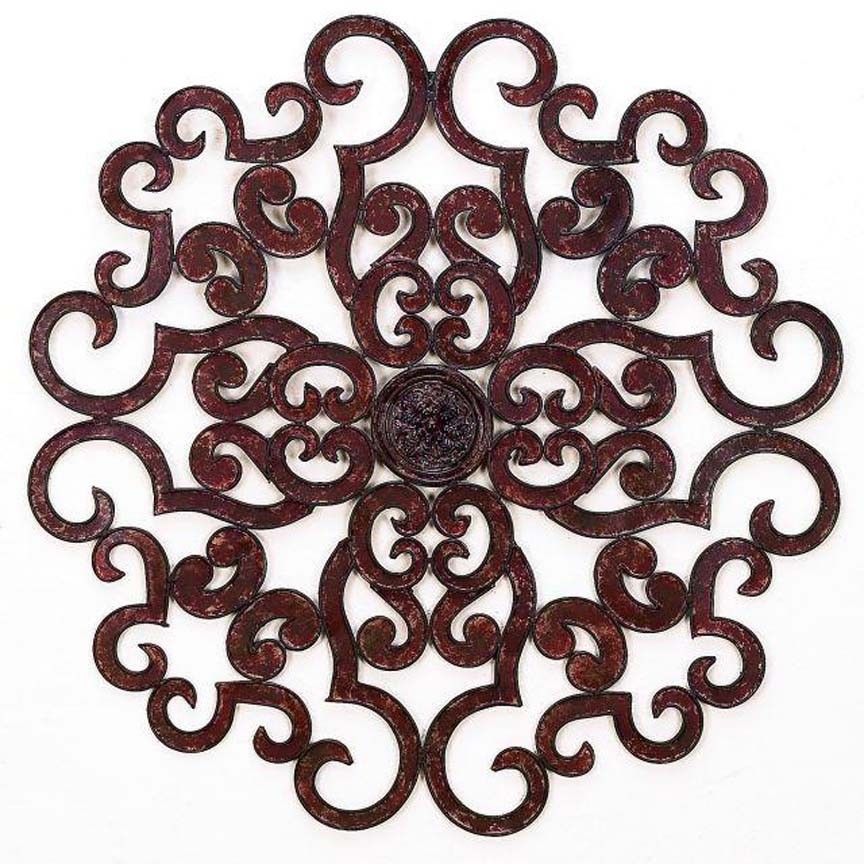Tuscan Large 50 Scroll Iron Wall Medallion Round Grille Art Horchow