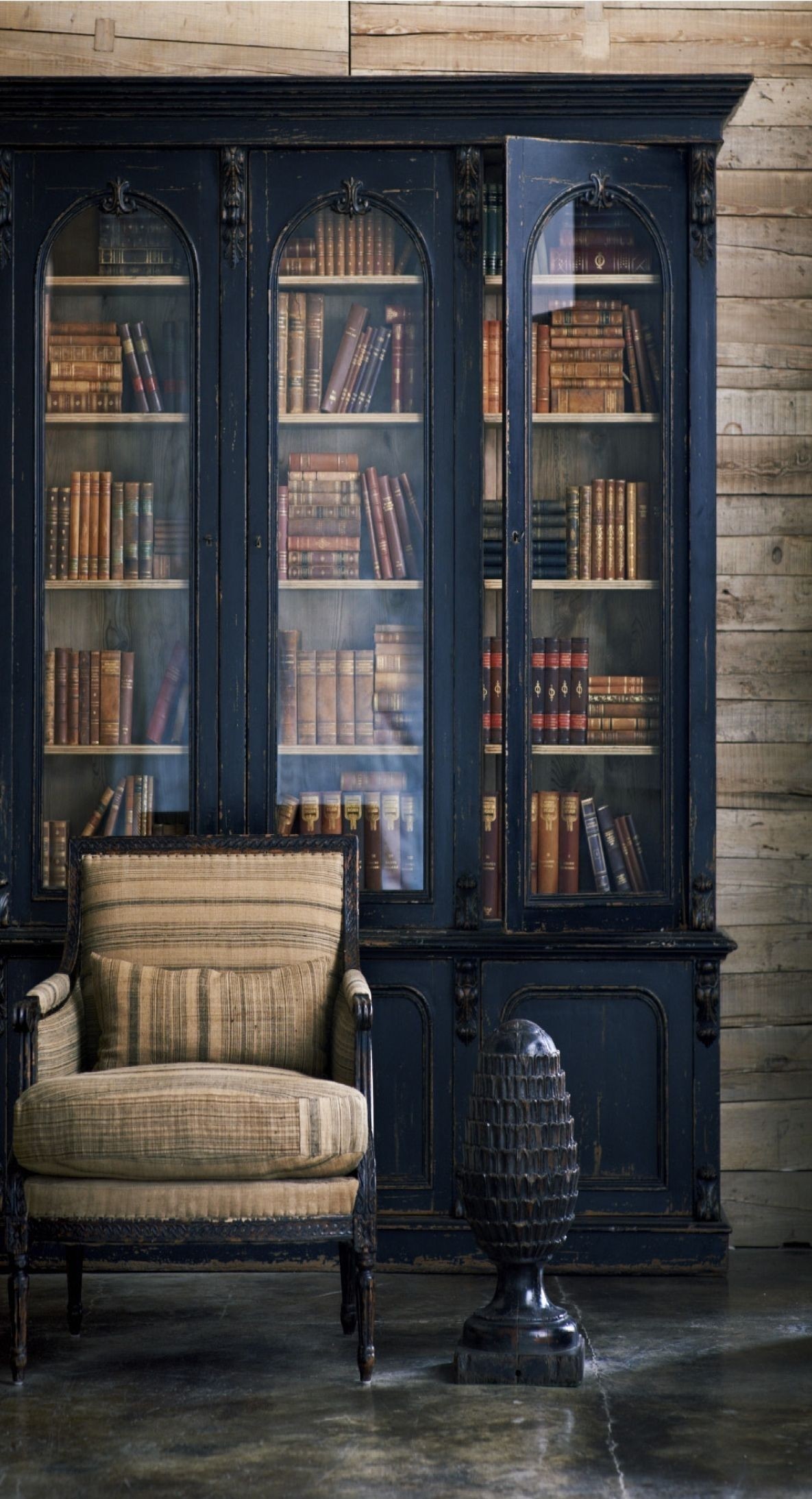White bookcase with doors