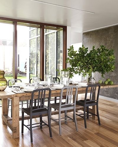 Wood and metal dining table
