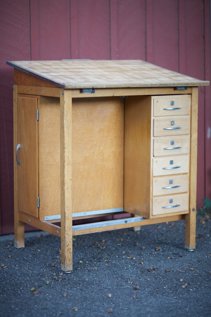 Wooden drawing table
