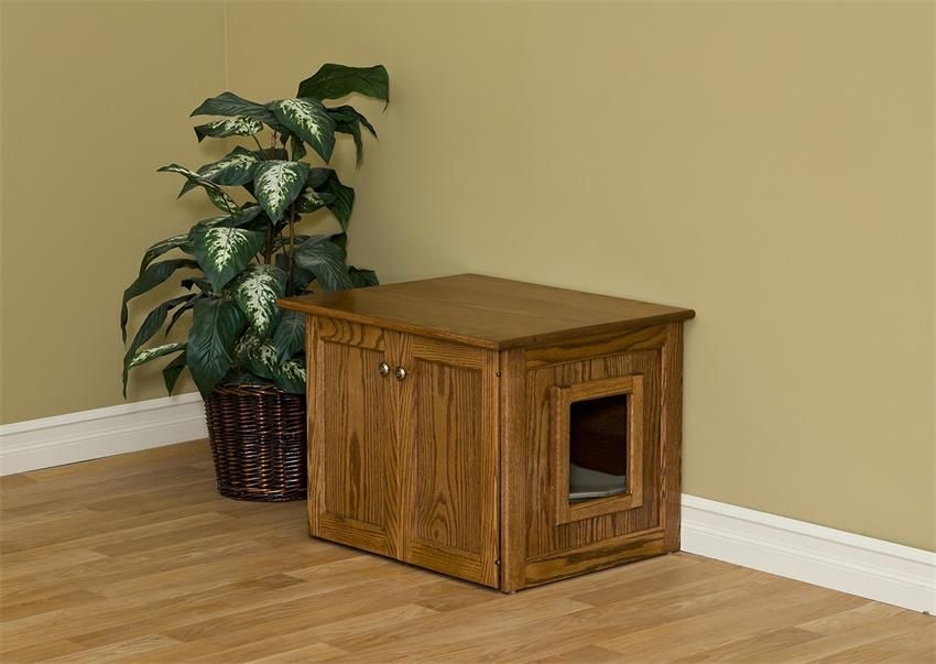 Wooden kitty litter box