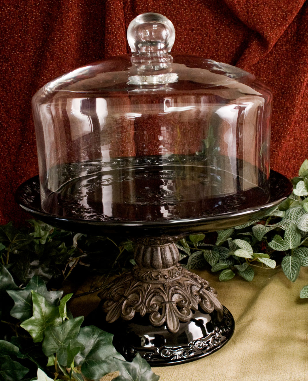 Antique cake plate with dome