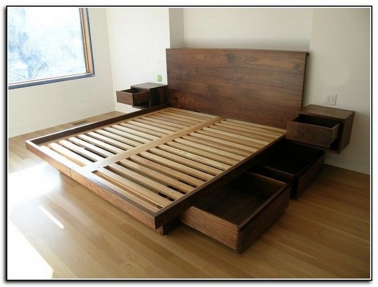 King size platform bed with drawers plans