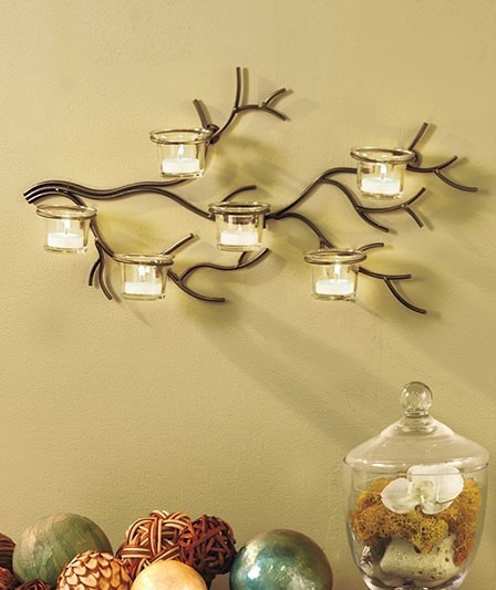 Metal tree branch tree branch metal candle holder sconce wall