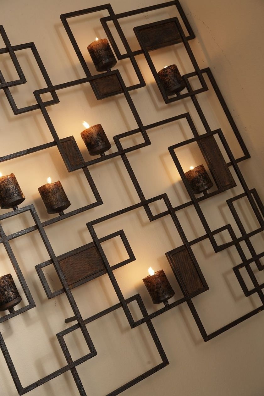 Metal wall art candle holder 2