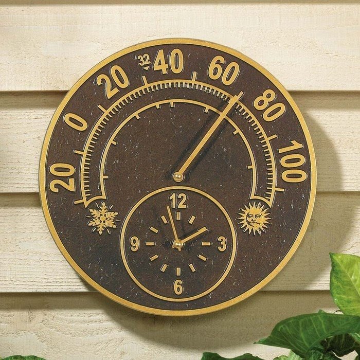 Outdoor wall clock and thermometer 2