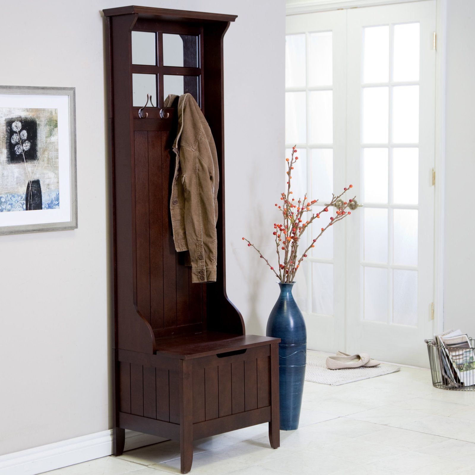 Solid wood hall tree 22