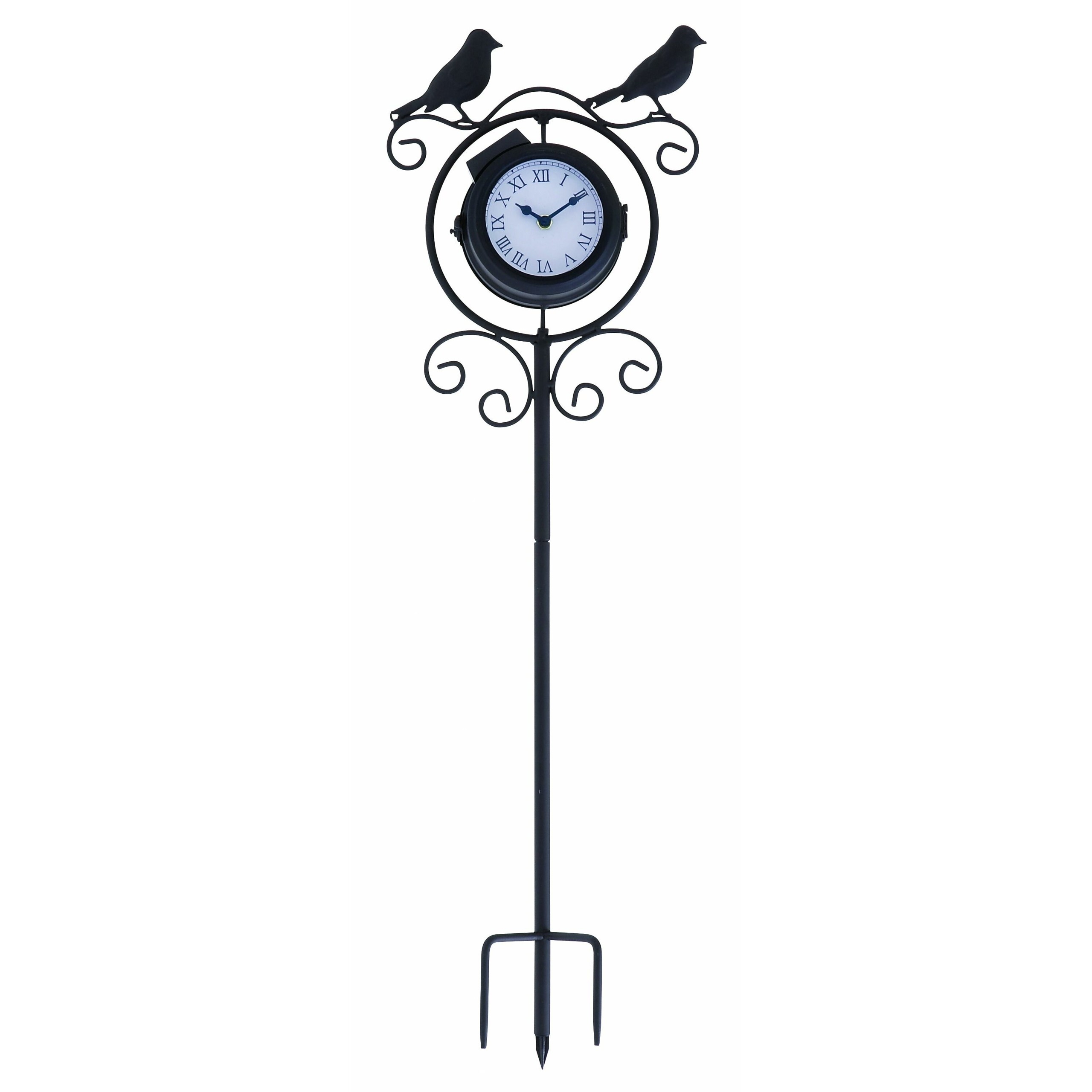 Uma enterprises 35424 metal outdoor clock thermometer 9 by 30
