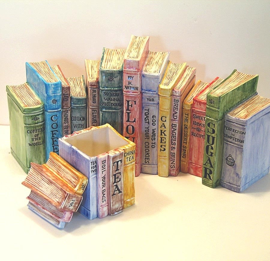 Ceramic canister set 4 vintage hand