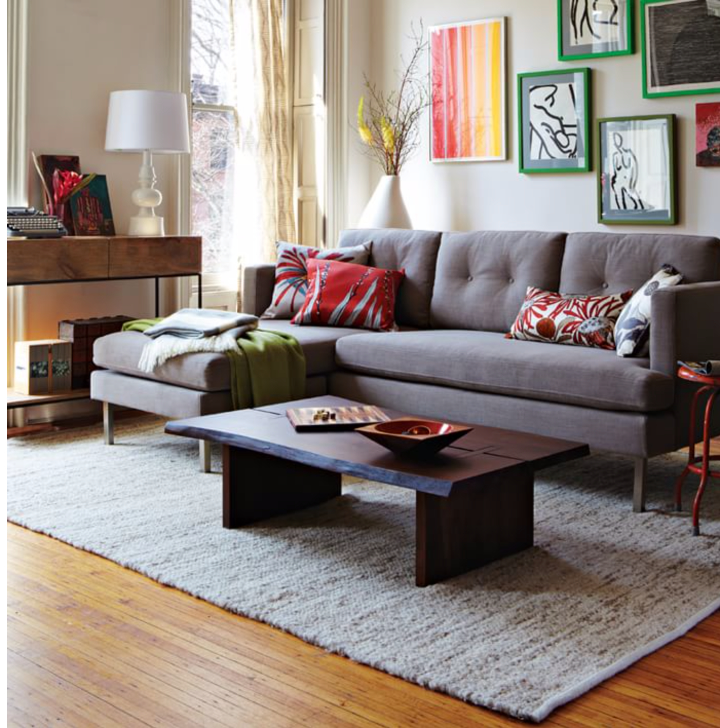 Charcoal gray sectional sofa chaise lounge
