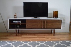 Kasse tv stand in white walnut combo