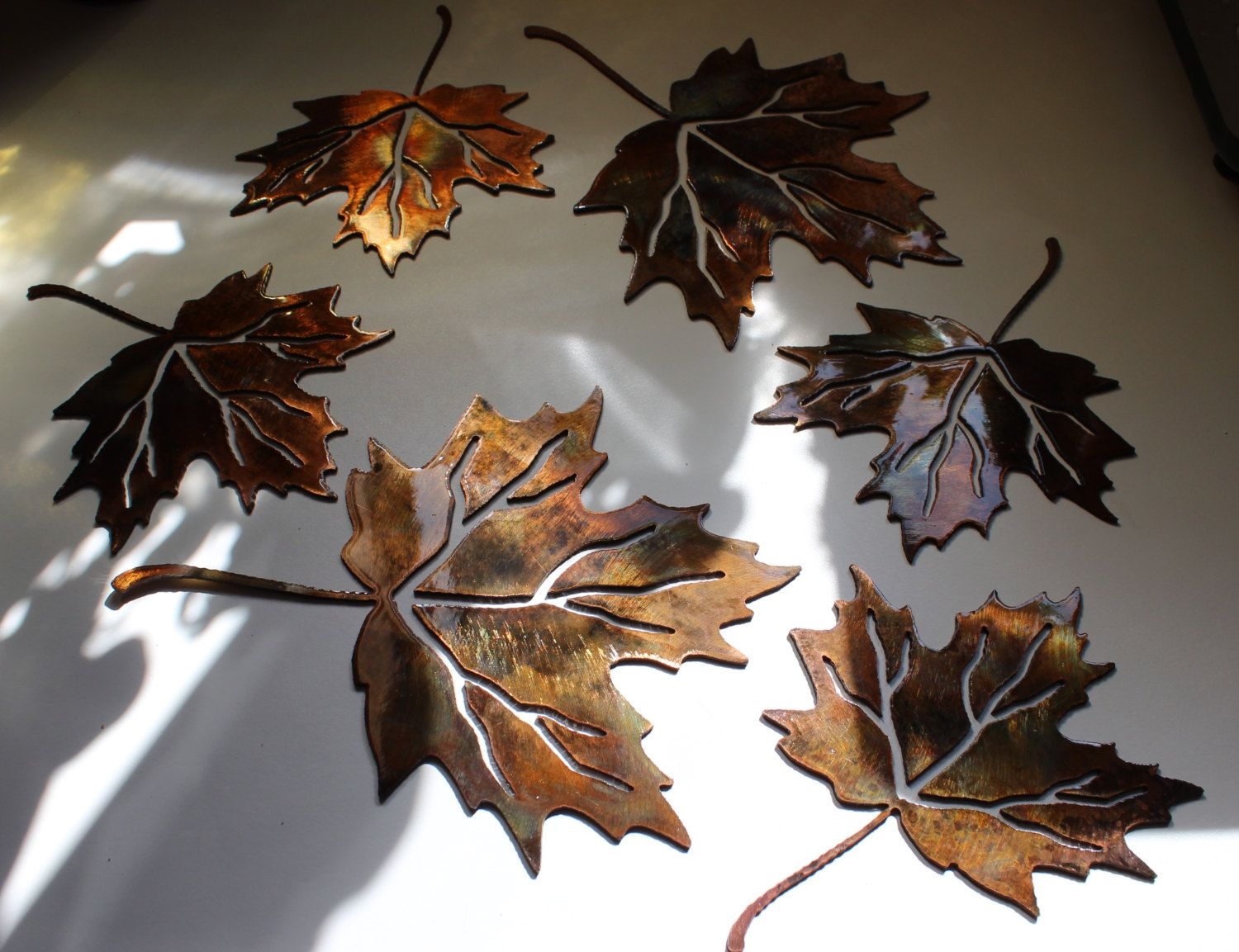 Metal wall art leaves set of 4