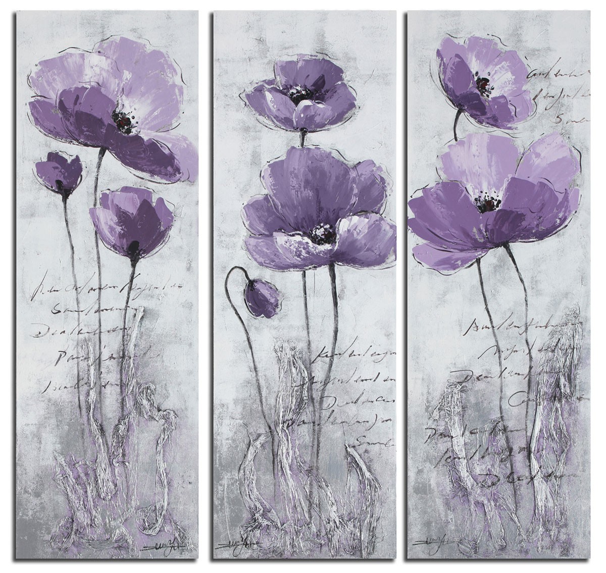 Poppy 3 Piece Painting Print on Canvas Set