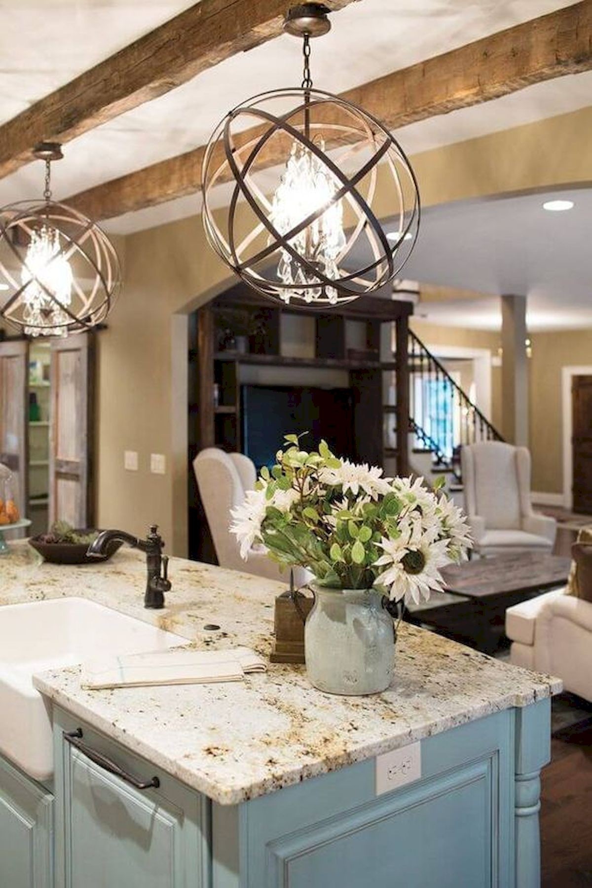 Single pendant light over island