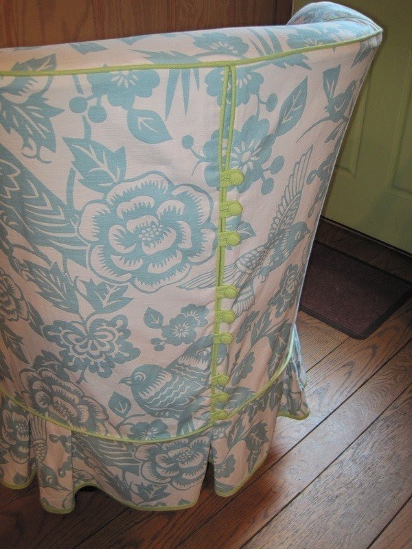 Slipcovered wingback chair 7
